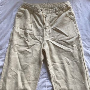 High Waist Fold Pleat Roll Hem Jeans